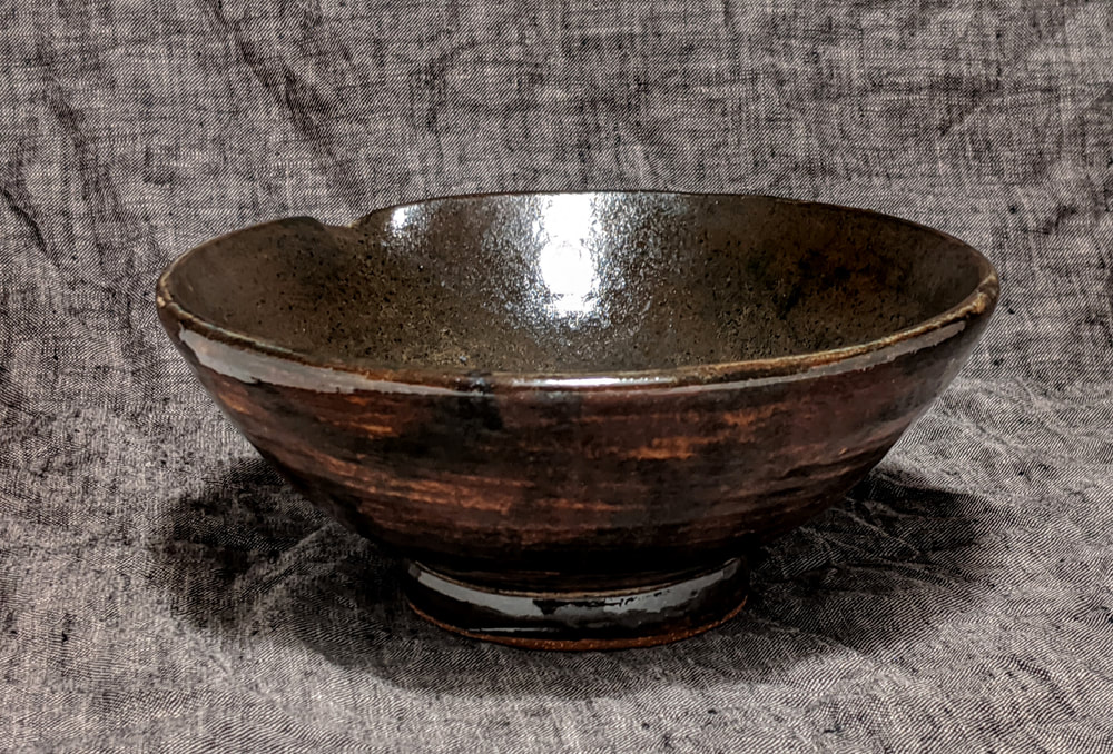 Stoneware Bowl,Tea Bowl, Katakuchi,Bowl with Pour Lip,Contemporary Ceramics,Hand Thrown Bowl,Ceramic Bowl,Rustic Tableware,Wabisabi Ceramics,Wabisabi,Footed Bowl,Functional Ceramics,Inspired by Nature,Oxides,Hudson Valley Ceramics,Gregory Arnett Studios,Nature Inspired Design,Handmade,OOAK,One of a Kind, Satin Glaze, Tenmoku Glaze