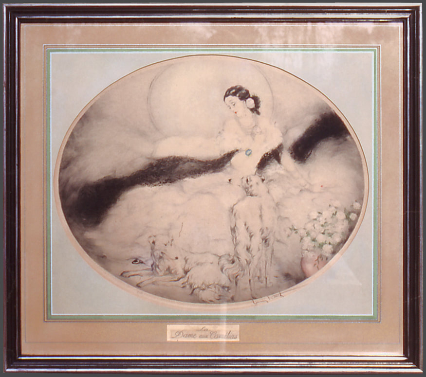 Louis Icart, Louis Icart Etching,20th Century Fashion Art,High Society Portrait,French Mats,French Mats by Gregory Arnett,Silver Ink,French Lines,Oval Mat,Oval French Mat